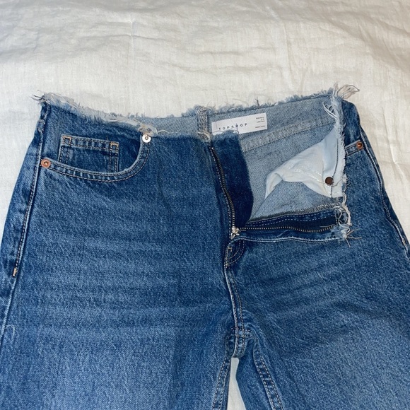 Raw Waist Band Flare Mid Blue Jeans - Picture 5 of 9